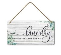 Horienteeon Laundry Door Sign Hanging Laundry Room Wall Hanging Decor Farmhouse Rustic Wooden Hanger For Indoor Outdoor Home Porch Decor Decorative Home Housewarming 6x12inch