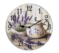 Horienteeon Lavender Tea Cup Wall Clock Coffee For Kitchen Bathroom Silent Non Ticking Decorative Clock Battery Operated Home Office Living Room Decor Shop Hotel Round 10"