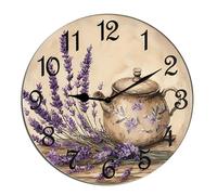 Horienteeon Lavender Tea Cup Wall Clock Coffee Non Ticking Silent Quartz Bedroom Living Room Office Gym Kitchen Bathroom Patio Decor Decorative Clocks Shop Hotel Round 10"