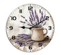 Horienteeon Lavender Tea Cup Wall Clock Coffee Silent Non Ticking Decorative Clock For Living Room, Kitchen, Home,Bathroom, Bedroom, Office Or School Shop Hotel Round 10"