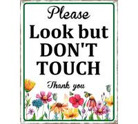 Horienteeon Look But Don't Touch Aluminum Sign Keep Off Flowers Garden Plant Herb Neighborhood Street Wildflowers Home Farm Garden Porch Decor Outside Outdoor Lawn 5x8"