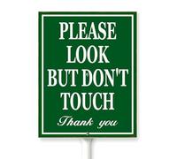 Horienteeon Look But Don't Touch Yard Sign With Stake Don't Touch Flowers Garden Sign Caution Security Metal Outdoor Lawn Decor Farm Aluminium Rust Free Decorations 6x4.6"