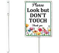 Horienteeon Look But Don't Touch Yard Sign With Stake Keep Off Flowers Neighborhood Farm Lawn Prop Walkway Porch Decorations,Street Wildflowers Outdoor Aluminium Décor 7x8.8"