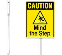 Horienteeon Mind The Step Yard Sign With Stake Winter Snowfield Caution Sign 6x4.6inch Aluminum Outdoor Decoration Sign Rustproof Sturdy Aluminum Sign For Outdoor Stake Set