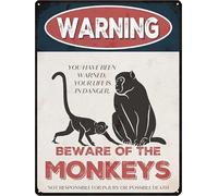 Horienteeon Monkey Sign Beware of Monkey Sign 30x40cm Aluminum Warning Signs for House Outdoor Club Yard Fence Funny Animal Signs for Wall Decor