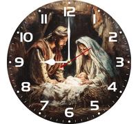 Horienteeon Nativity Scene Wall Clock Nativity Christmas Clock 30cm Holy Family Silent Wall Clocks Battery Operated Easy to Read Religious Christmas Decorative for Living Room Christian Gift
