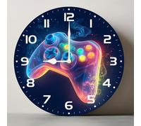 Horienteeon Neon Game Controller Round Wall Clock 30cm