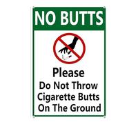 Horienteeon No Cigarette Butts Aluminum Sign 14cm×20cm, Coroplast No Butts Signage with Stake - No Littering Sign Outdoor - Please Do Not Throw Cigarette Butt Signs