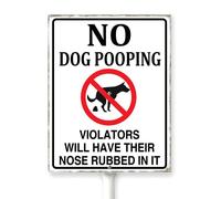Horienteeon No Dog Pooping,Violators Will Have Their Nose Rubbed In It Sign With Stake No Pee Or Poop Dog Signs Caution Safety Metal Decoration Rustproof Sturdy Aluminum Plaque For Outdoor Use 8x12"