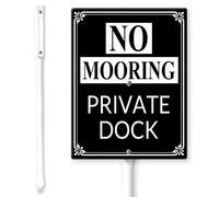 Horienteeon No Mooring Private Dock Yard Sign with Stakes 20×30cm, Sturdy Aluminum Yard Signs Rust Free, Private Property Signs No Trespassing Park Sign for Marina Garage Home for Outdoor