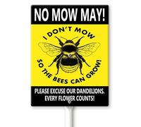 Horienteeon No Mow May Initiative to Boost Local Pollinator Populations Yard Sign with Stakes 20×30cm, Sturdy Aluminum Yard Signs Rust Free, No Mow May Sign, Pollinator Garden Sign
