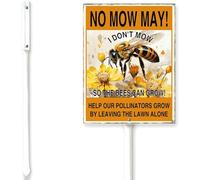Horienteeon No Mow May Save Bees Yard Sign With Stake Pollinator Friendly Lawn Wildflowers Garden No Mowing Neighborhood Wildflowers Garden Party Outdoor Aluminium Decorations 7x8.8"