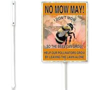 Horienteeon No Mow May Save Bees Yard Sign With Stake Pollinator Friendly Lawn Wildflowers Garden No Mowing Neighborhood Aluminium Home Garden Yard Decor Outside Outdoor Lawn 7x8.8"
