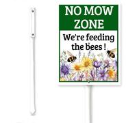 Horienteeon No Mow Zone,We're Feeding The Bees Yard Signs With Stake Pollinator Friendly Garden Lawn Wildflowers Neighborhood Grass Metal Outdoor Lawn Decor Farm Aluminium Decorations 6x4.6"