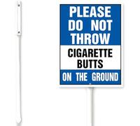 Horienteeon No Smoking Sign With Stake Do Not Throw Cigarette Butts On The Ground Yard Sign 7x8.8inch Rustproof Aluminum Garden Yard Lawn Farm Grass Outdoor Decoration