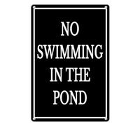 Horienteeon No Swimming In The Pond Sign 14cm×20cm, Sturdy Aluminum Metal Signs Rust Free, No Swimming Allowed Sign, Pool Sign for Swimming Pools Rives