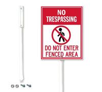Horienteeon No Trespassing Do Not Enter Fenced Area Yard Sign with Tall Stake Keep Off Signs 17.5x22cm Sturdy Heavy Duty Aluminum Yard Sign for Lawn Weatherproof and Outdoor Use