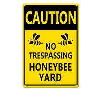 Horienteeon No Trespassing Signs, Caution No Trespassing Honeybee Aluminium Sign 30×40cm Sturdy Aluminum Metal Signs, Metal Sign Post, Warning Signs for Property Garden Gate Wall Fence Bee Hive
