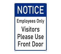 Horienteeon Notice - Employees Only, Visitors Please Use Front Door Aluminium Sign 20×30cm, Sturdy Aluminum Metal Sign, Visitors Sign, Polite Notice Residents Parking Sign