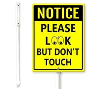 Horienteeon Notice Please Look But Do Not Touch Yard Sign with Stakes 20×30cm, Sturdy Aluminum Yard Signs Rust Free, Do Not Touch Sign, Caution Sign Please Do Not Touch, Dont Touch Sign