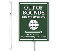 Horienteeon Out Of Bounds No Ball Retrieval Private Property Yard Sign with Stakes 17.5×22cm, Sturdy Aluminum Yard Signs Rust Free, Golf Sign, Funny Tin Sign Golf Accessory Clubhouse Decor