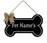 Horienteeon Personalized Custom Dog Bone Sign 21cmx12cm, Cute Dog Paws Wooden Signs For Dogs Pets House Food Area Hanging Plaque Home Decoration, Custom Kennel Nameplate Pet's Gift