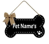 Horienteeon Personalized Custom Dog Bone Sign 21cmx12cm, Cute Dog Paws Wooden Signs For Dogs Pets Name's Wood Hanging Plaque Home Decoration, Custom Kennel Nameplate Pet's Gift