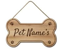 Horienteeon Personalized Dog Bone Sign 21cmx12cm, Cute Custom Dog House Wood Signs Decor, Pet Paw Blank Name Pet Signs Plaque Wall Decorative Sign, Custom Kennel Nameplate Pet's Gift