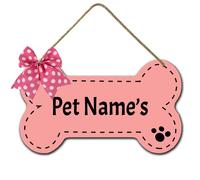 Horienteeon Personalized Dog Bone Sign 21cmx12cm, Cute Custom Pet Name's Wood Sign Decor, Pet Paw Custom Name Pet Signs Plaque Wall Decorative Signs, Custom Kennel Nameplate Pet's Gift