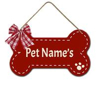 Horienteeon Personalized Dog Bone Sign 21cmx12cm, Cute Custom Pet Name's Wood Signs, Bone Shape Signs, Pet Sign for Kennel Home Farmhouse Decor, Custom Kennel Nameplate Pet's Gift