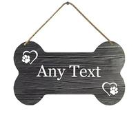 Horienteeon Personalized Dog Bone Wood Sign Custom Dog or Cat Home Decor Bone Shape Dog Pawprints for Home Farmhouse Hanging Wall Plaque Decor Pet Lovers Gift 4.8"x8.4"