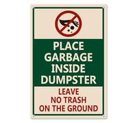 Horienteeon Place Garbage Inside Dumpster Leave No Trash on The Ground Aluminum Sign 14×20cm, Sturdy Aluminum Signs Rust Free, No Dumping Signs, No Littering Easy to Install