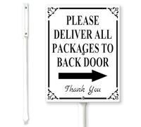 Horienteeon Please Deliver All Packages to Back Door Right Arrow Yard Sign with Stakes 20×30cm, Sturdy Aluminum Yard Signs Rust Free, Pack Delivery Sign for Packages, Delivery Instructions Outdoor