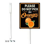 Horienteeon Please Do Not Pick The Oranges Yard Sign with Metal Stake Easy Installation 11.5x15cm Sturdy Heavy Aluminum Signs for Outdoor Use Lawn Gardener
