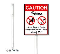 Horienteeon Please Do Not Step On The Plants Yard Sign with Tall Stake 11.5x15cm Sturdy Heavy Duty Aluminum Yard Sign for Lawn Weatherproof and Outdoor Use