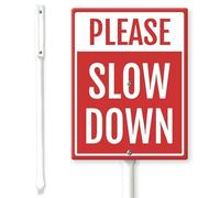 Horienteeon Please Slow Down Yard Sign with Stakes 11.5×15cm, Sturdy Aluminum Yard Signs Rust Free, Slow Down Sign for Yard Dusty Roads Rural Dirt Street Outdoor, Easy Mounting