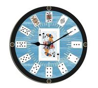 Horienteeon Poker Clock Spade Playing Cards Texas Hold 'em Inspired Modern Poker Bridge Wall Clock Silent Non Ticking Battery Operated Wood Clock for Kitchen Bedroom Bathroom 10"