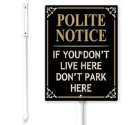 Horienteeon Polite Notice If You Don't Live Here Don't Park Here Yard Sign with Stakes 11.5×15cm, Sturdy Aluminum Yard Signs Rust Free, No Parking Signs, Residents Parking Sign for Outdoor & Indoor