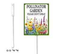 Horienteeon Pollinator Garden Do No Spray Yard Sign with Metal Stake Easy Installation 17.5x22cm Sturdy Heavy Aluminum Signs No Mow Garden Sign for Outdoor Use Lawn Gardener