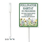 Horienteeon Pollinator Habitat In Progress Yard Sign with Metal Stake Easy Installation 20x30cm Sturdy Heavy Aluminum Signs Pollinator Garden Sign for Outdoor Use Lawn Gardener