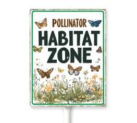 Horienteeon Pollinator Habitat Zone Garden Sign With Stake Pollinator Friendly For Yard Farm Wildflowers Area Neighborhood Lawn Yard Prop Decorations,Outdoor Aluminium Décor 7x8.8"