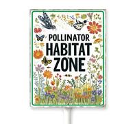 Horienteeon Pollinator Habitat Zone Garden Sign With Stake Pollinator Friendly For Yard Farm Wildflowers Area Neighborhood Wildflowers Garden Party Outdoor Aluminium Decorations 6x4.6"