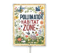 Horienteeon Pollinator Habitat Zone Garden Sign With Stake Pollinator Friendly Work Zone Farm Wildflowers Area Neighborhood Garden Aluminium Garden Grassland/Lawn Decorations 6x4.6"