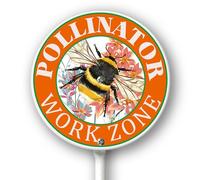 Horienteeon Pollinator Work Zone Garden Sign Pollinators Friendly Yard Sign Bees Butterflies Round 9.2inch Rustproof Aluminium Home Farm Garden Porch Decor Outside Outdoor Lawn
