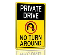 Horienteeon Private Drive No Turn Around Aluminum Sign 20×30cm, Sturdy Aluminum Metal Signs Rust Free, Private Road Reflective Warning Sign Indoor/Outdoor Use
