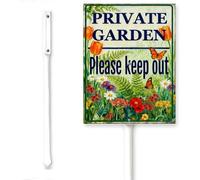 Horienteeon Private Garden Please Keep Out Yard Sign With Stake Private Property Keep Out Neighborhood Aluminium Street Business Home Farm Garden Porch Decor Outside Outdoor Lawn 8x12"