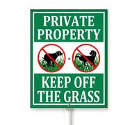 Horienteeon Private Property Keep Off The Grass Yard Sign With Stake No Dog Allowed Neighborhood Aluminum Security Warning Sign Street Business Porch Farmhouse Ranch Farm Courtyard 6x4.6"