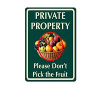 Horienteeon Private Property Please Don't Pick the Fruit Sign 20x30cm Waterproof & Rustproof Aluminum Signs for Home Farm Yard