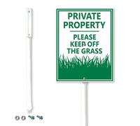 Horienteeon Private Property Please Keep Off Grass Yard Sign with Stakes 11.5x15cm Rustproof Sturdy Aluminum Yard Signs Rust Free Tall Lawn Decor for Backyard Neighborhoods Garden Outdoor Use