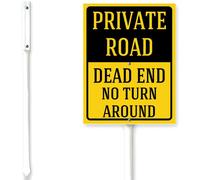 Horienteeon Private Road Dead End No Turn Around Yard Sign With Stake Traffic Road Neighborhood Aluminum Security Warning Sign Street Business Porch Farmhouse Ranch Farm Courtyard 8x12"